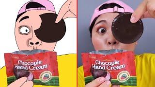 Dona Mukbang Drawing Meme | Chocolate Makeup VS Real Makeup Challenge | Meme Bubble
