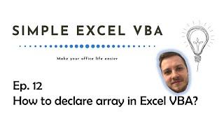 How to declare an array in Excel VBA - Simple Excel VBA