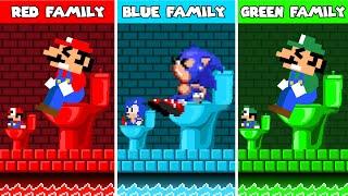 Mario, Luigi, and Sonic Family One Colored Toilet Challenge!