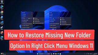 How to Restore Missing New Folder Option In Right Click Menu On Windows 11