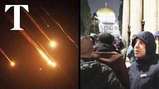 Worshippers react as Houthi missiles fired on Jerusalem