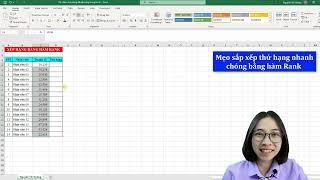 Mẹo sắp xếp thứ hạng tự động bằng hàm Rank trong Excel | Nguyễn Thị Hường