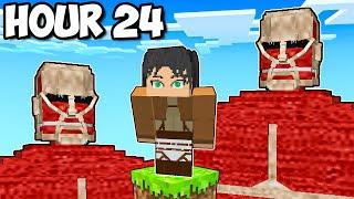 I Survived 24 Hours in Attack on Titan Minecraft on ONE BLOCK