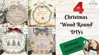 4 Christmas Wood Round DIYs using IOD | Door & Wall Decor | French Country | Christmas in July