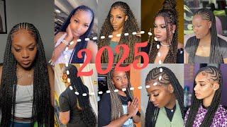 ‼️Neue und aktuelle Frisuren mit halben Cornrows und halben Box Braids Für alle schwarzen Frauen️