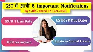 6 important Notification in GST | Due date for GSTR 1 | Due date for GSTR 3B | HSN on Bill