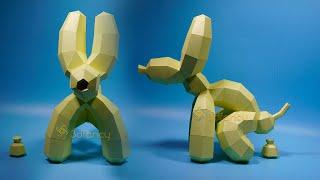 How to make Papercraft Pooping Balloon Dog - Balloon Dog Low poly papercraft