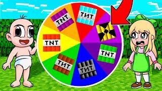 ¡LA RULETA DE LAS TNT!  BEBE NOOB JUEGA LA RULETA DE TNT EN MINECRAFT