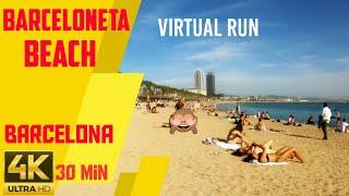 ️RUN AT THE BEACH | Virtual Run in Barceloneta Beach, Barcelona, Spain | Treadmill video #021