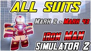 ALL Available Suits - Iron Man Simulator 2- Gameplay, Tips [Mark 2~Mark 43]