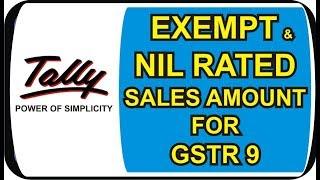 Exempt & Nil-Rated Sales Separate Amount from Tally for GSTR9 | GSTR9 from Tally