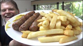 Effortless Bachelor Dinners - Sausages and Chips in the Air Fryer