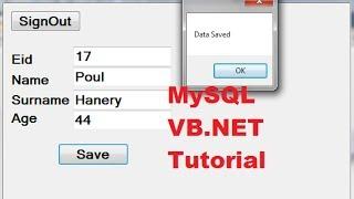 MySQL VB.NET Tutorial 6 : Insert/Save data to database