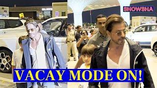 Shah Rukh Khan Holds Son AbRam's Hand As They Jet Off To London For Vacation; WATCH