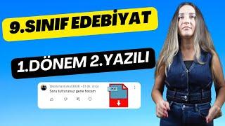 9 SINIF EDEBİYAT 1.DÖNEM 2.YAZILI SORULARI / MEB UYUMLU