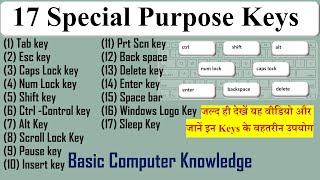 Keyboard Part - 5, Tab, Esc, Shift, Ctrl, Alt, Caps & Num Lock Key etc. के उपयोग के बारे में जानें।