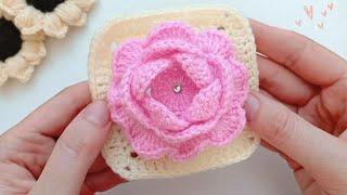 Вяжем простой красивый мотив "бабушкин квадрат Роза"🩷 Crochet "grandma square "Rose" Crochet with 