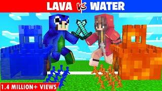 LAVA VS WATER WAR IN MINECRAFT  CASTLE BUILD BATTLE CHALLENGE (Noob vs Pro)