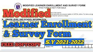 Deped Modified Learner Enrollment and Survey Form-SY 2021-2022