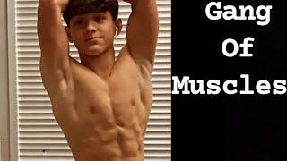 14 years old boy showing off his muscles #aesthetic #bodybuilding #gangofmuscles