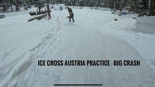 Ice Cross (Crashed Ice) Race Practice, Austria 2023, POV with Crash