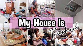 *TRASHED HOUSE* CLEAN WITH ME 2023 || SPEED CLEANING MOTIVATION || UNPACK & CLEAN POST TRIP