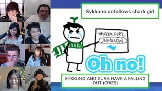 (ALL REACTIONS) SYKKUNO UNFOLLOWS GURA & HE CRIES | Gartic Phone ft. OfflineTV & Friends