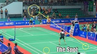 Loh Kean Yew. I haven't seen a play like this. A long smash to the courtside.