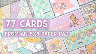 77 Cards From An 8x8 Paper Pad - Process Video | Stamped Paper Piecing | First Edition Hey Baby