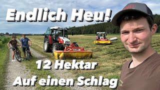 12 Hektar Heu mähen | Steyr 9086 | Steyr 9095 MT | Bauernhofteam |