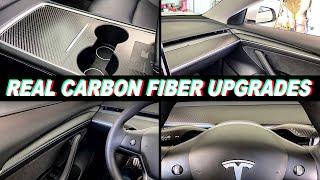 Tesla Model 3 & Model Y Must have Accessories Real Carbon Fiber Interior Upgrades!