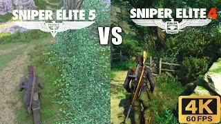 Sniper Elite 4 vs Sniper Elite 5 Graphics Comparison 4K 60FPS Gameplay Walkthrough No Commentary