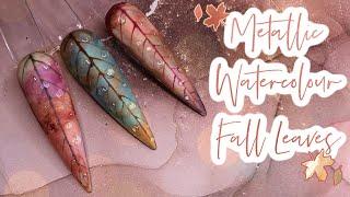 Metallic Watercolour Fall Leaves | Autumn Nail Art