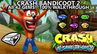 Crash Bandicoot 2 (N.Sane Trilogy) - 100% Full Game Walkthrough - All 42 Gems (Colored & Clear Gems)