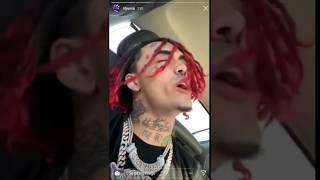 Lil Pump Reveals Why he Dyed his Dreads Red (IG Live)