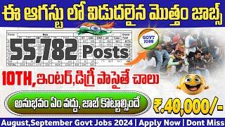 55782 పోస్టులతో భారీగా ప్రభుత్వ ఉద్యోగాలు |SSC,Railway&Postal Job Notifications | August Month Jobs