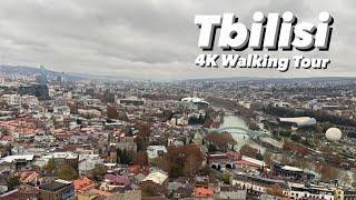 Tbilisi Georgia  4K Walking Tour - First snow on the crowded street of the Georgian capital