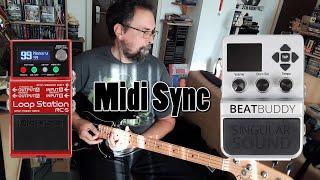 Boss RC-5 Looper & BeatBuddy Midi Synchronization