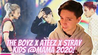 DANCER REACTS TO THE BOYZ X ATEEZ X Stray Kids AT MAMA 2020! (Triangular Fight, Victory Song)