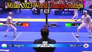 Milan 2023 Fencing World Championships: Men's Sabre Bout - Karan S. IND vs OH Sanguk KOR