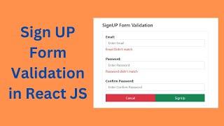 Sign UP Form Validation in React JS With Hooks