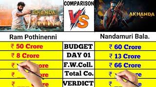 Skanda movie 2023 vs Akhanda movie 2021 box office collection comparison।।