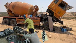 Emergency Engine Rebuild of Concrete Mixer Truck Stuck in Desert