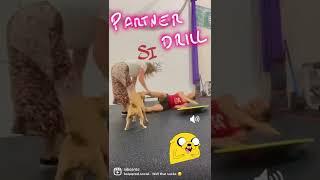 Squat & push-up partner challenge… gym fail….