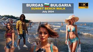  Walking along  Burgas beach at sunset  Bulgaria -2024 - July- 4K 60 FPS