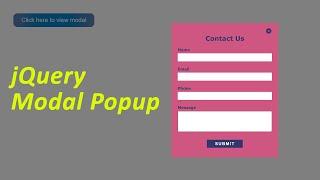 Html Css Contact form in Jquery Modal Popup | Jquery modal popup tutorial