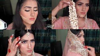 Nikah & Engagement Makeup With Hairstyle, Gajra , Red Mehndi | Natasha waqas