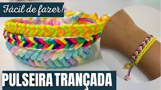 COMO FAZER PULSEIRA TRANÇADA DE MACRAME FÁCIL | PARA INICIANTES | DIY