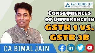 Consequences of Difference in GSTR 1 vs. GSTR 3B || CA Bimal Jain