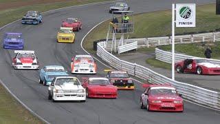 Sports Sedans races Baskerville Historics 2021 NASCAR powered Commodores vs Turbo RX7 vs TCM Perana